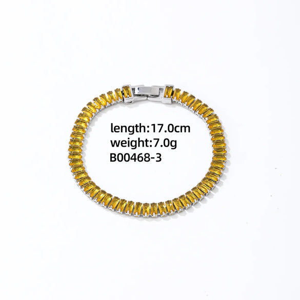 Hip-Hop Vintage Style Rock Rectangle Copper Plating Inlay Zircon Unisex Bracelets