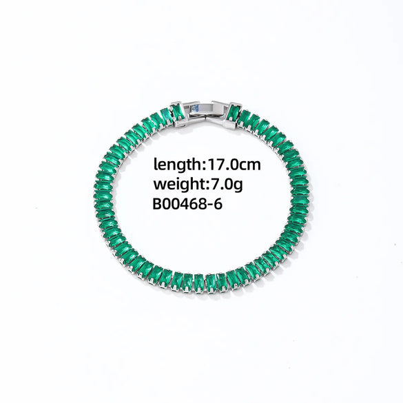 Hip-Hop Vintage Style Rock Rectangle Copper Plating Inlay Zircon Unisex Bracelets