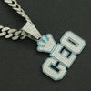 Hiphop Alloy Letter Pendant Necklace With Diamond And Cuban Chain For Men