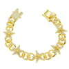 Hiphop Alloy Threedimensional Stars Diamond Cuban Chain Men's Bracelet