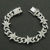Hiphop Alloy Threedimensional Stars Diamond Cuban Chain Men's Bracelet