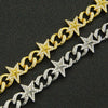 Hiphop Alloy Threedimensional Stars Diamond Cuban Chain Men's Bracelet