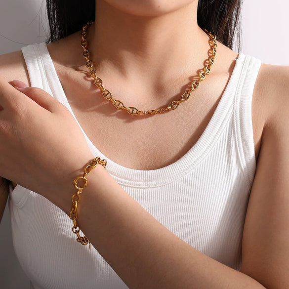 Hiphop Bracelet Stainless Steel 316L Stainless Steel Electroplated Pig Nose Design Women's Jewelry