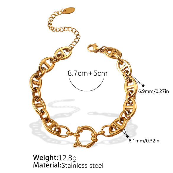 Hiphop Bracelet Stainless Steel 316L Stainless Steel Electroplated Pig Nose Design Women's Jewelry