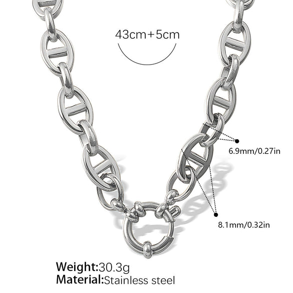 Hiphop Bracelet Stainless Steel 316L Stainless Steel Electroplated Pig Nose Design Women's Jewelry