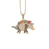 Hiphop Dinosaur Pendant Zircon Necklace Copper Electroplated