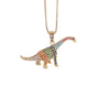 Hiphop Dinosaur Pendant Zircon Necklace Copper Electroplated