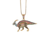 Hiphop Dinosaur Pendant Zircon Necklace Copper Electroplated
