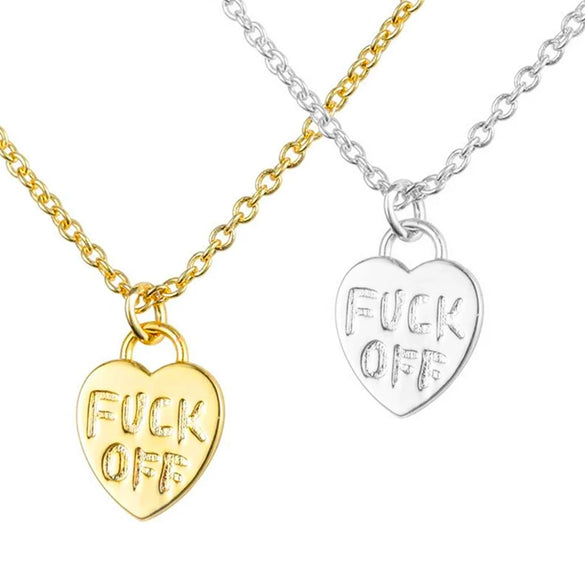 Hiphop Heart Pendant Necklace Copper Plated Brass Jewelry