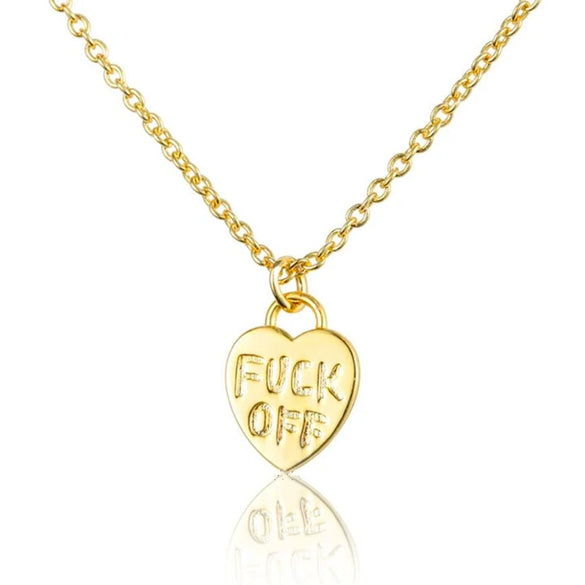 Hiphop Heart Pendant Necklace Copper Plated Brass Jewelry