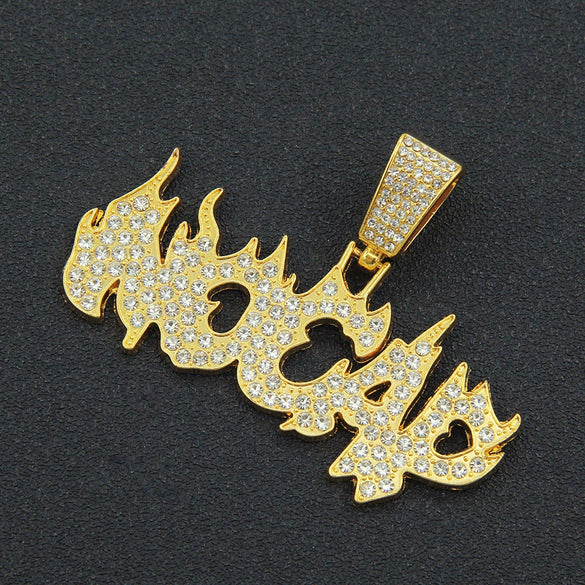Hiphop Necklace Alloy With Diamond And Alphabet Cuban Chain For Men