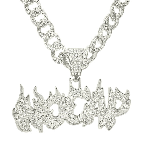 Hiphop Necklace Alloy With Diamond And Alphabet Cuban Chain For Men