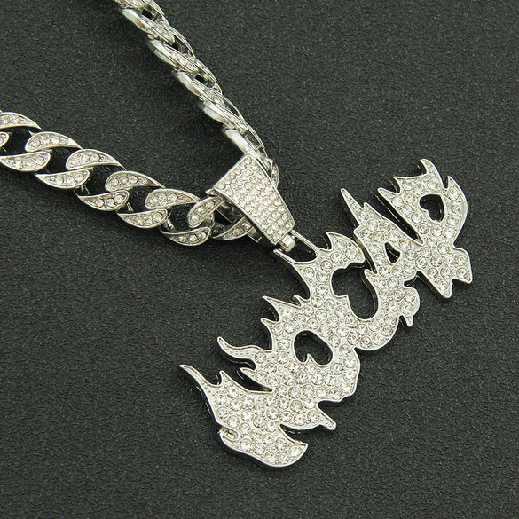 Hiphop Necklace Alloy With Diamond And Alphabet Cuban Chain For Men