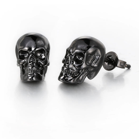 Hiphop Skull Copper Earrings For Men With Electroplating