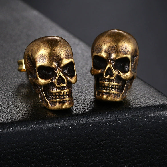 Hiphop Skull Copper Earrings For Men With Electroplating