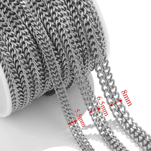 Hiphop Stainless Steel Chain Double Woven Flat Grinding Electroplating