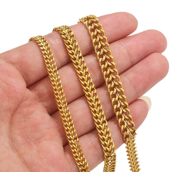 Hiphop Stainless Steel Chain Double Woven Flat Grinding Electroplating