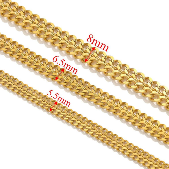 Hiphop Stainless Steel Chain Double Woven Flat Grinding Electroplating