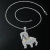Hiphop Style Alloy Bulldog Diamond Pendant Necklace
