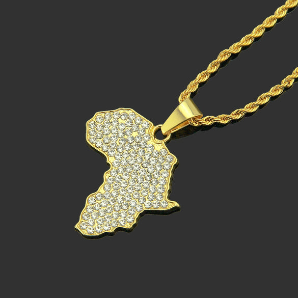 Hiphop Style Alloy Diamond Geometric Pendant Necklace