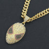 Hiphop Style Alloy Mask Pendant Cuban Necklace With Geometric Pattern And Colored Diamond Design For Men