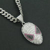 Hiphop Style Alloy Mask Pendant Cuban Necklace With Geometric Pattern And Colored Diamond Design For Men