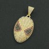 Hiphop Style Alloy Mask Pendant Cuban Necklace With Geometric Pattern And Colored Diamond Design For Men
