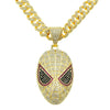 Hiphop Style Alloy Mask Pendant Cuban Necklace With Geometric Pattern And Colored Diamond Design For Men