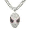 Hiphop Style Alloy Mask Pendant Cuban Necklace With Geometric Pattern And Colored Diamond Design For Men