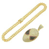 Hiphop Style Alloy Mask Pendant Cuban Necklace With Geometric Pattern And Colored Diamond Design For Men