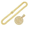 Hiphop Style Alloy Pendant Necklace With Geometric Pattern And Diamond Cuban Chain Design For Men