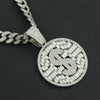 Hiphop Style Alloy Pendant Necklace With Geometric Pattern And Diamond Cuban Chain Design For Men