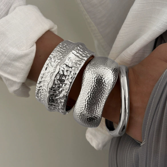 Hiphop Style Irregular Alloy Hammer Wideface Electroplated Bracelet
