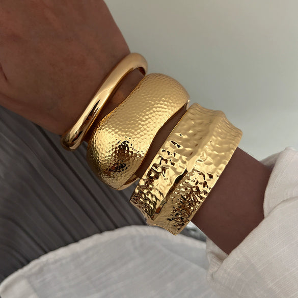 Hiphop Style Irregular Alloy Hammer Wideface Electroplated Bracelet