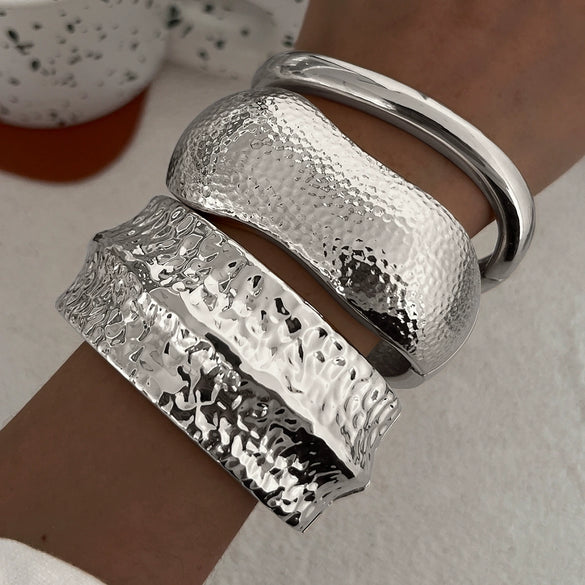Hiphop Style Irregular Alloy Hammer Wideface Electroplated Bracelet