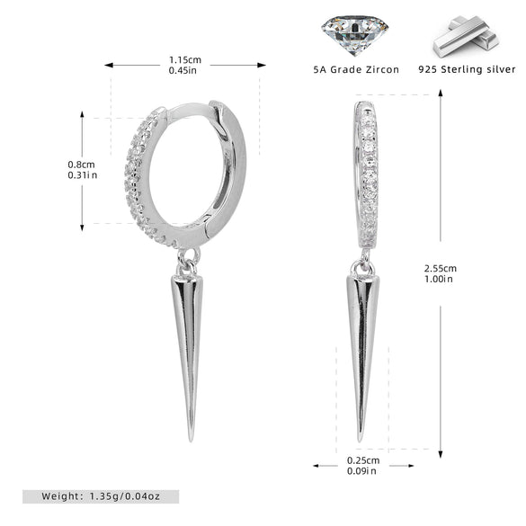 Hiphop Style S925 Sterling Silver Earrings