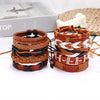 Hiphop Style Vintage Braided Cowhide 10 Piece Leather Bracelet For Women