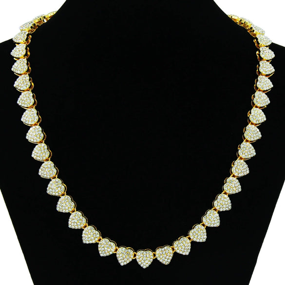 Hiphop Style Zinc Alloy Peach Heart Splicing Cuban Chain Necklace For Men