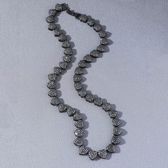 Hiphop Style Zinc Alloy Peach Heart Splicing Cuban Chain Necklace For Men