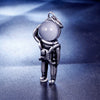 Hipster Hip Hop Retro Three Dimensional Space Astronaut Pendant Stainless Steel Necklace With Geometric Design And Electroplating