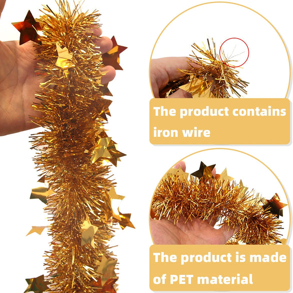 Holiday Party Decoration Star Rubidium Wool Pendant With Gold Color Strip