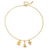Holiday Style 18K Gold Plated Stainless Steel And Titanium Steel Geometric Eiffel Tower Airplane Pendant Necklace For Women