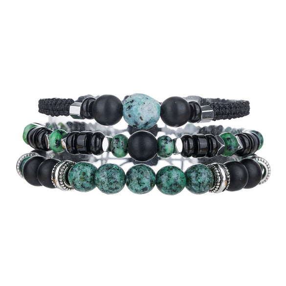 Holiday Style Stacked Beaded Woven Stretch Bracelet Handmade With Cotton Thread Stone Alloy Geometric Pattern