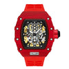 Hollow Automatic Mechanical Men's Watch With Square Dial Silicone Strap Metal Case And Coated Glass Mirror