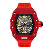 Hollow Automatic Mechanical Men's Watch With Square Dial Silicone Strap Metal Case And Coated Glass Mirror