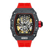 Hollow Automatic Mechanical Men's Watch With Square Dial Silicone Strap Metal Case And Coated Glass Mirror