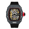 Hollow Automatic Mechanical Men's Watch With Square Dial Silicone Strap Metal Case And Coated Glass Mirror