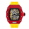 Hollow Automatic Mechanical Men's Watch With Square Dial Silicone Strap Metal Case And Coated Glass Mirror