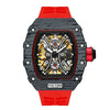 Hollow Automatic Mechanical Men's Watch With Square Dial Silicone Strap Metal Case And Coated Glass Mirror