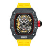 Hollow Automatic Mechanical Men's Watch With Square Dial Silicone Strap Metal Case And Coated Glass Mirror